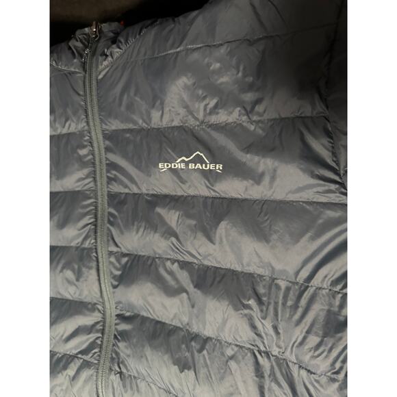 Eddie Bauer Men’s XXL Hooded Down Jacket Dark Gray Packable Lightweight Puffer - Picture 4 of 7